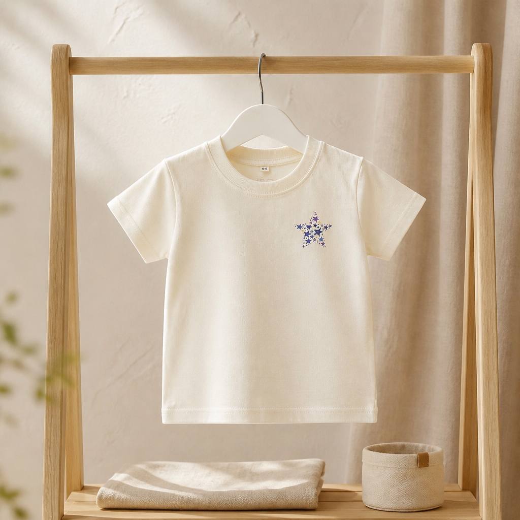 Baby Cotton T-Shirt – Minimalist Star | Shoulder Snap Buttons