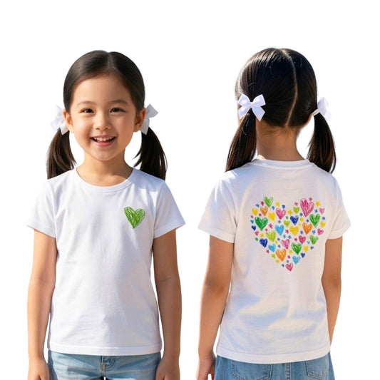 Rainbow Heart Cotton T-Shirt | White | Kids