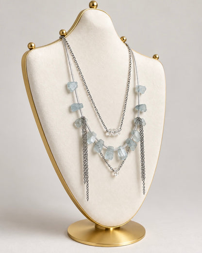 Snow Queen — One-of-a-Kind Aquamarine & Crystal Necklace