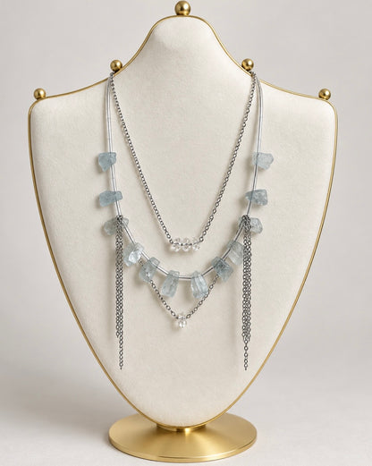 Snow Queen — One-of-a-Kind Aquamarine & Crystal Necklace