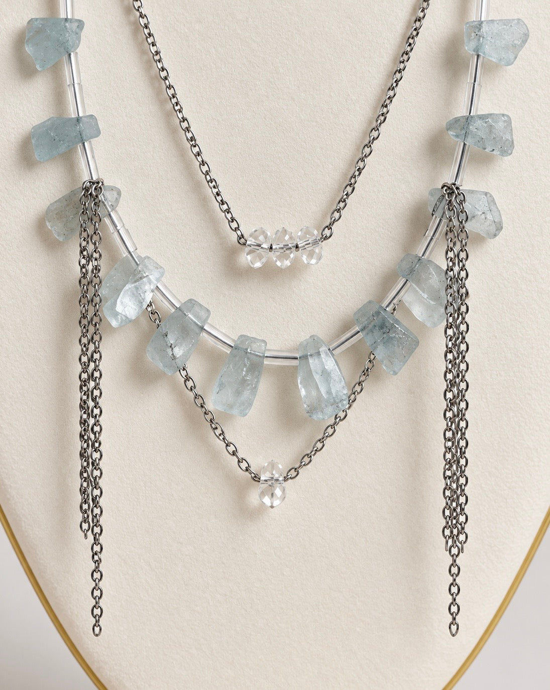 Snow Queen — One-of-a-Kind Aquamarine & Crystal Necklace