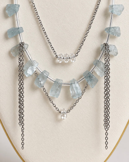Snow Queen — One-of-a-Kind Aquamarine & Crystal Necklace