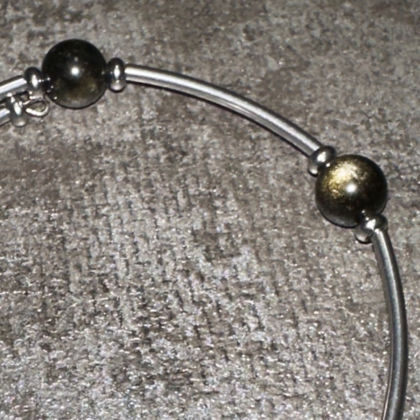Midnight Shield – Black Obsidian Memory Wire Bracelet