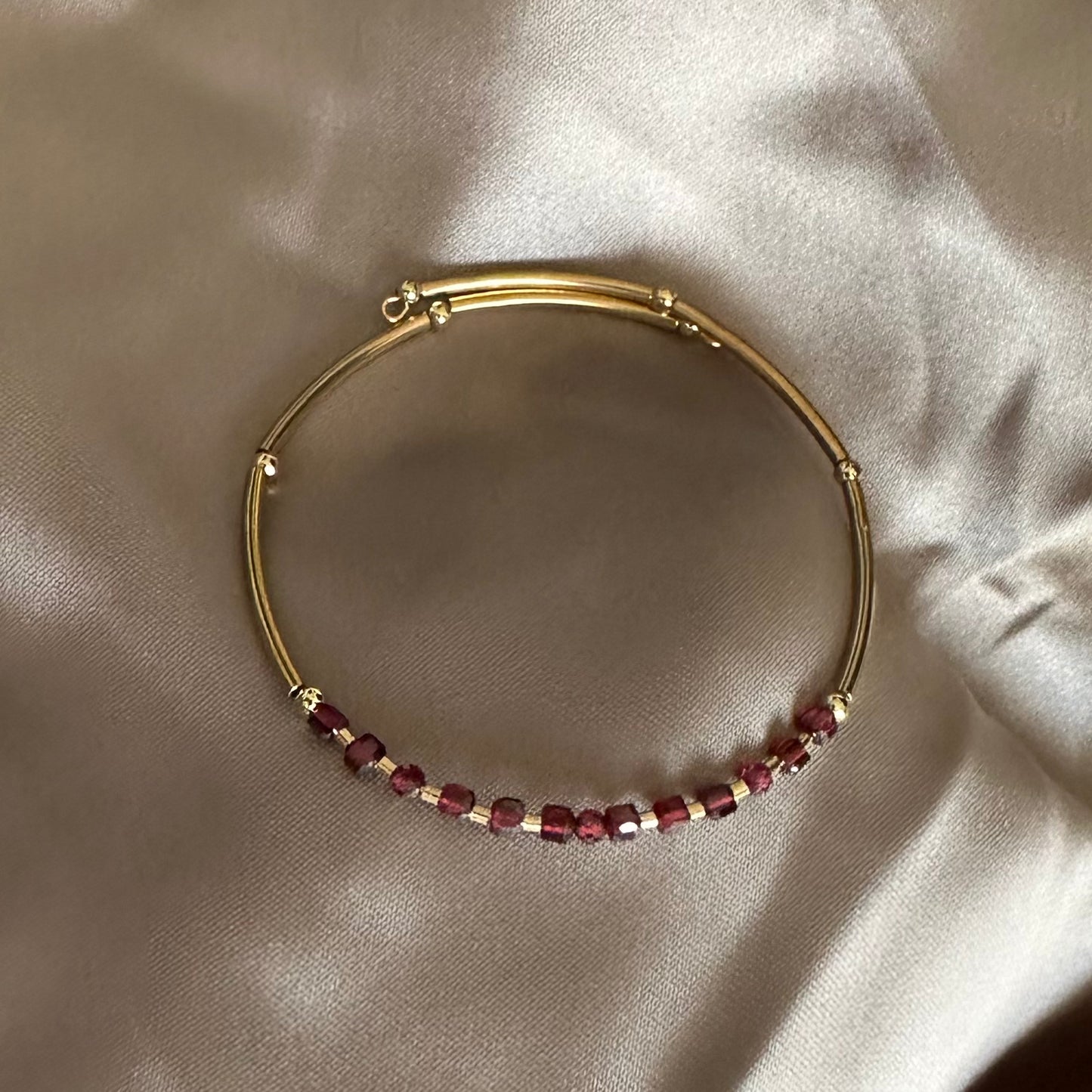Deep Wine — Natural Garnet Bangle