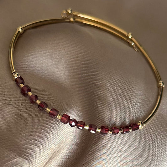 Deep Wine — Natural Garnet Bangle