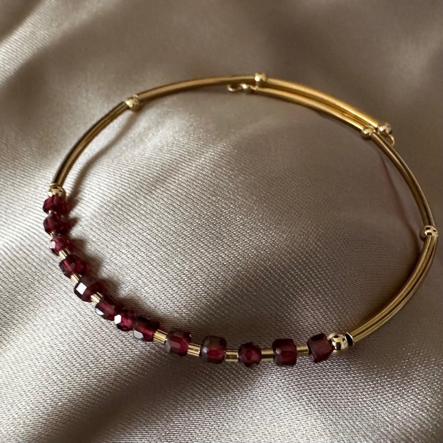 Deep Wine — Natural Garnet Bangle