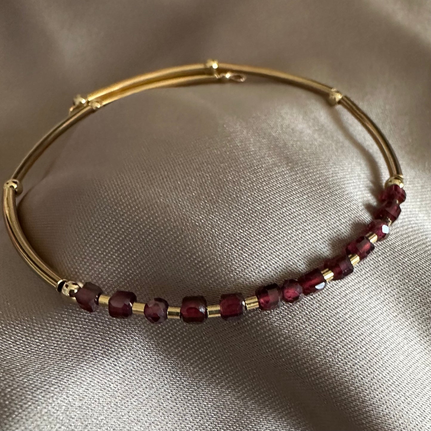 Deep Wine — Natural Garnet Bangle