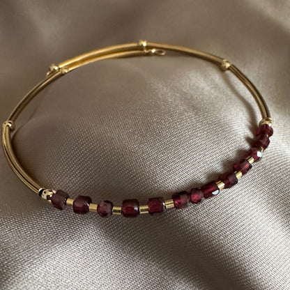 Deep Wine — Natural Garnet Bangle