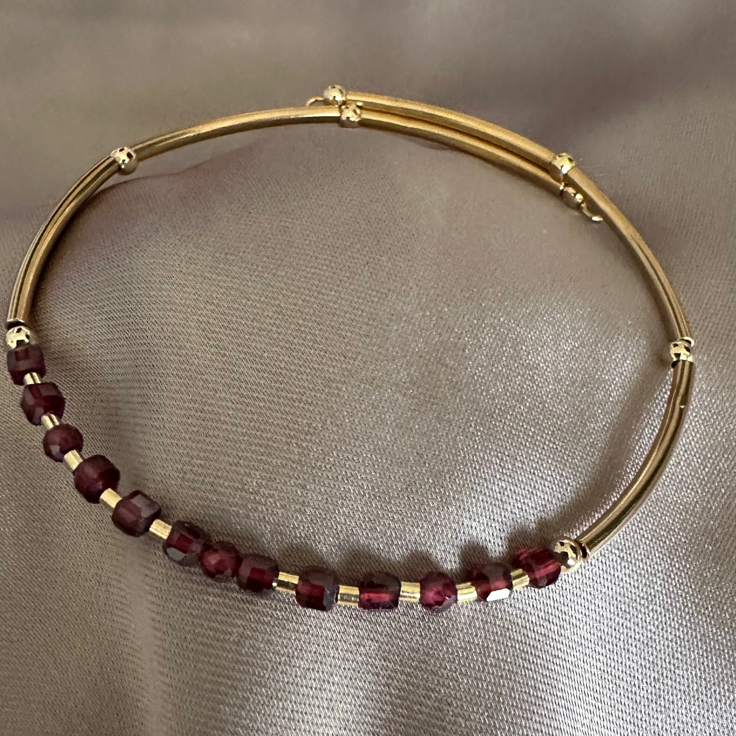 Deep Wine — Natural Garnet Bangle