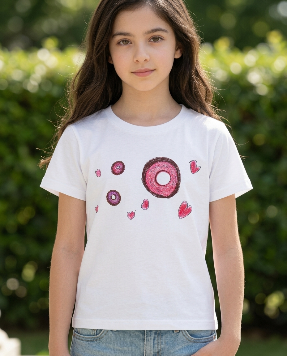 Kids Cotton T-Shirt – Donut & Heart Collection