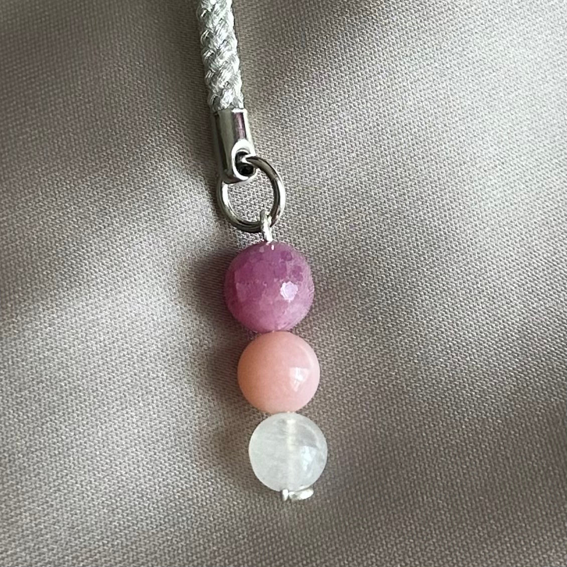 Amethyst, Moonstone & Pink Opal Phone Charm
