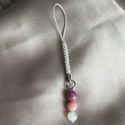 Amethyst, Moonstone & Pink Opal Phone Charm