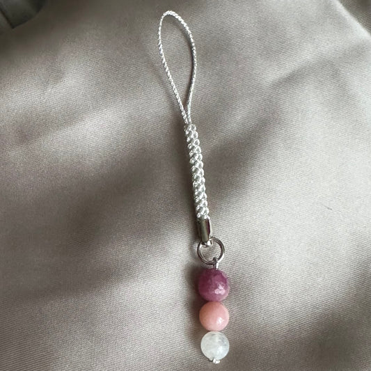 Amethyst, Moonstone & Pink Opal Phone Charm