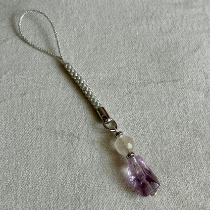 Crystal Harmony – Amethyst & Clear Quartz Phone Charm