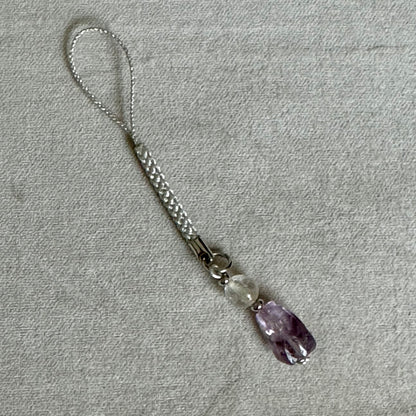 Crystal Harmony – Amethyst & Clear Quartz Phone Charm