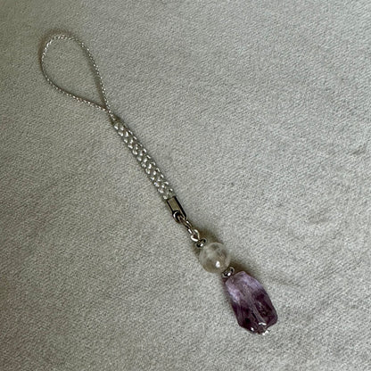 Crystal Harmony – Amethyst & Clear Quartz Phone Charm