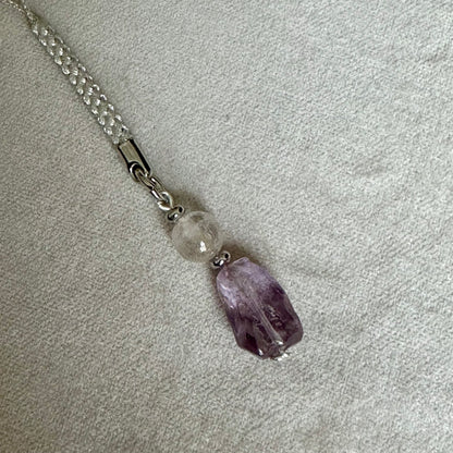 Crystal Harmony – Amethyst & Clear Quartz Phone Charm