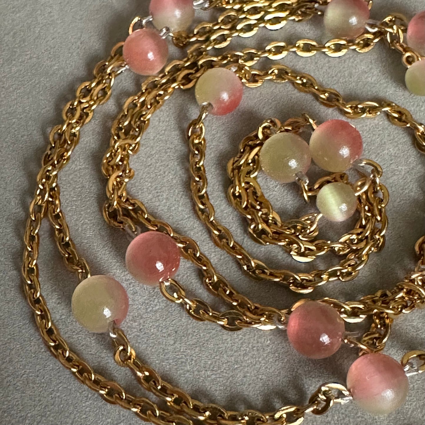 Natural Green Opal Long Chain Necklace | 1 Meter | Stainless Steel | Convertible Wrap Necklace