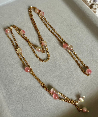 Natural Green Opal Long Chain Necklace | 1 Meter | Stainless Steel | Convertible Wrap Necklace