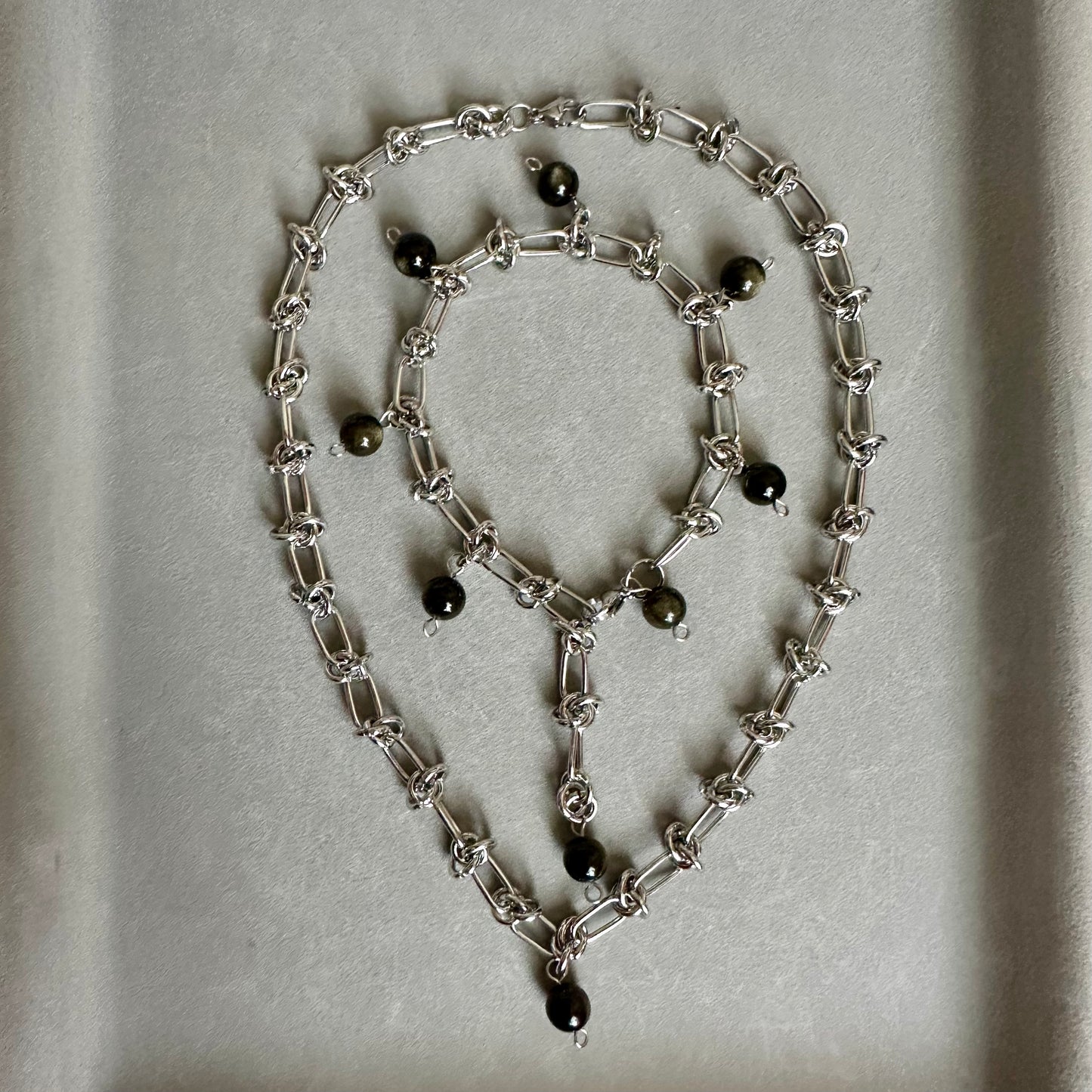 Midnight Halo – Silver Sheen Obsidian Jewelry Set