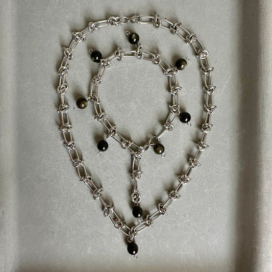 Midnight Halo – Silver Sheen Obsidian Jewelry Set