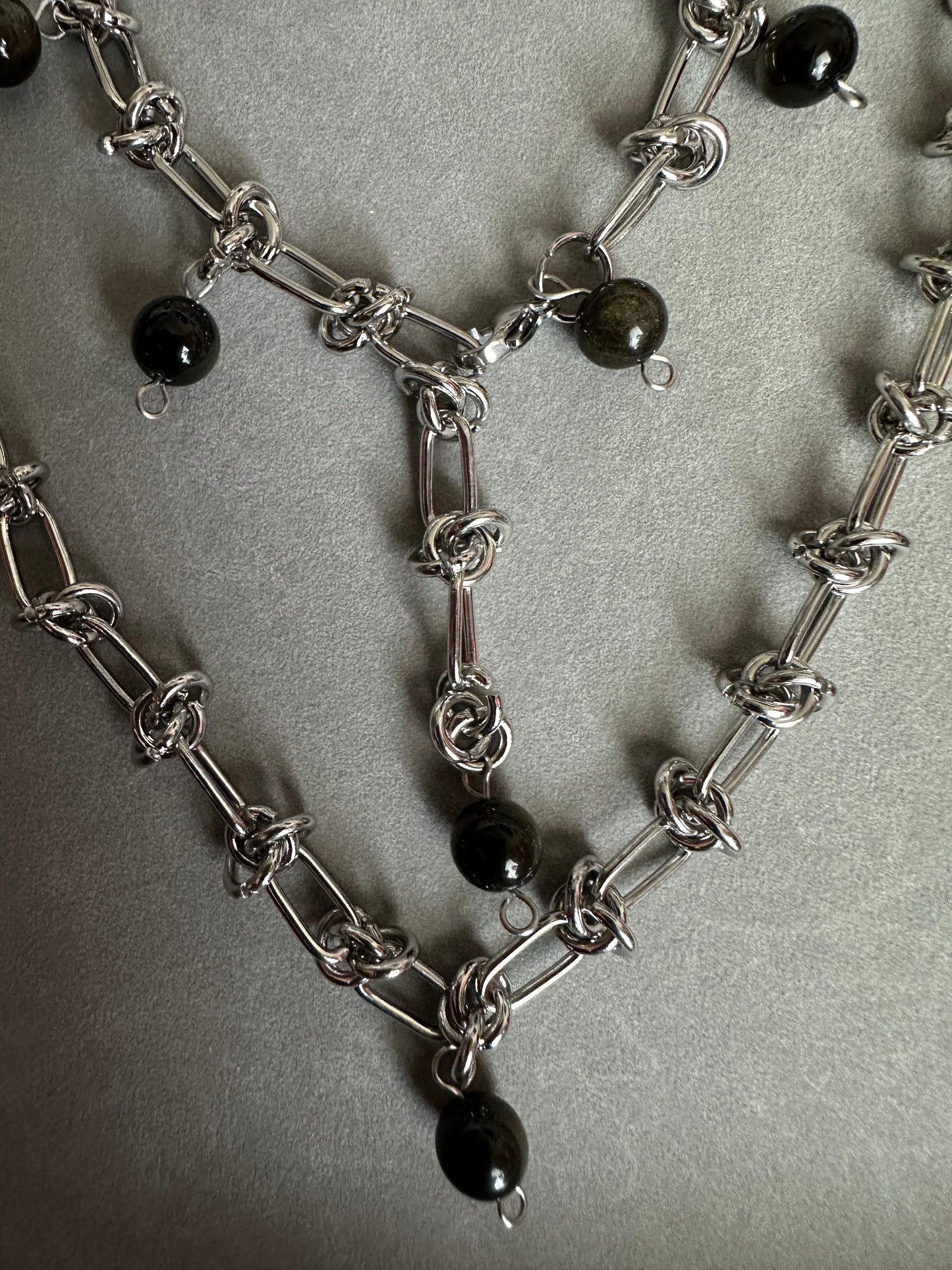 Midnight Halo – Silver Sheen Obsidian Jewelry Set