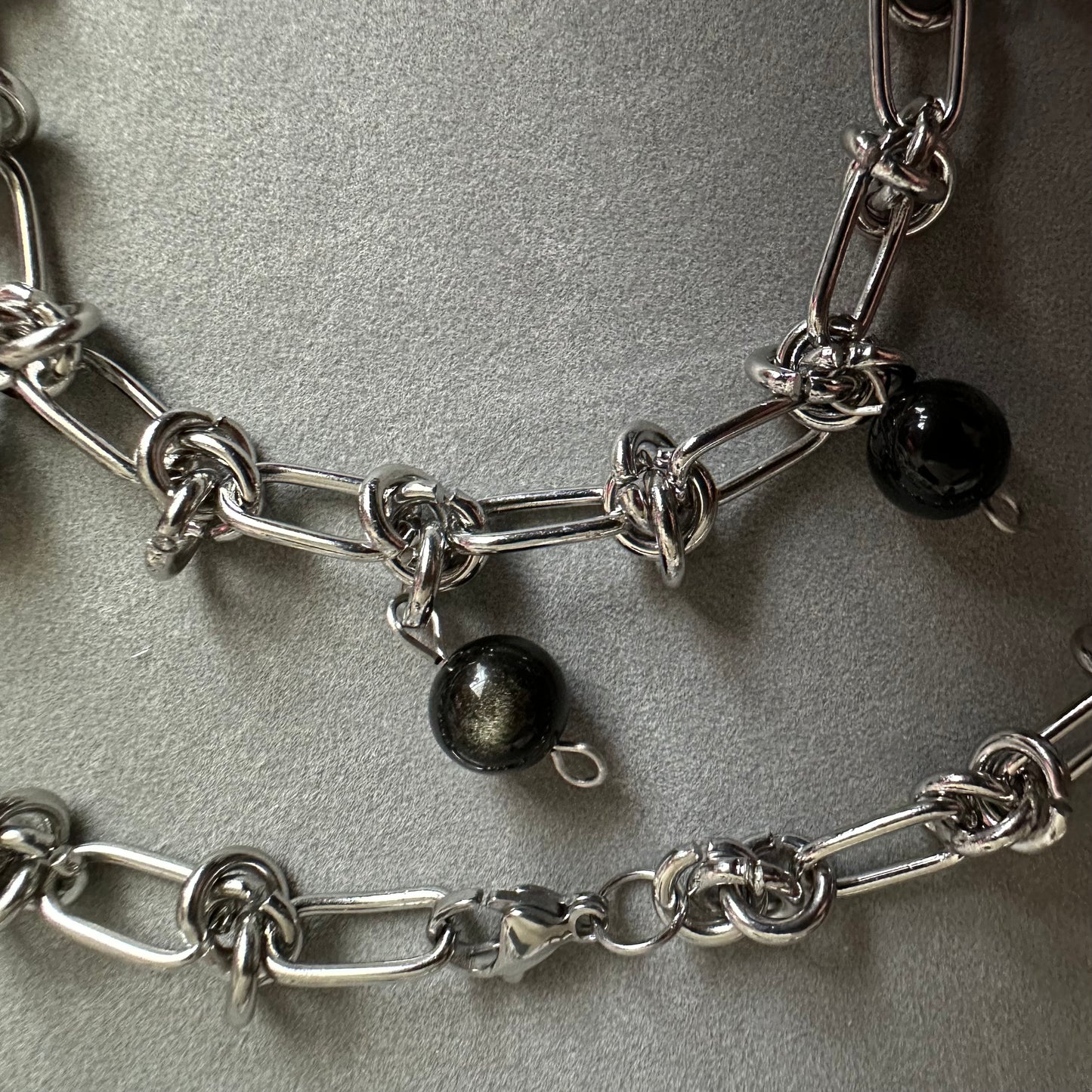 Midnight Halo – Silver Sheen Obsidian Jewelry Set