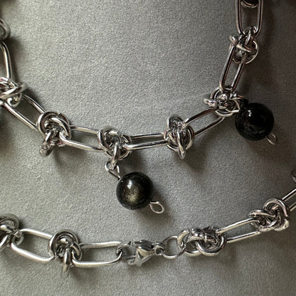 Midnight Halo – Silver Sheen Obsidian Jewelry Set