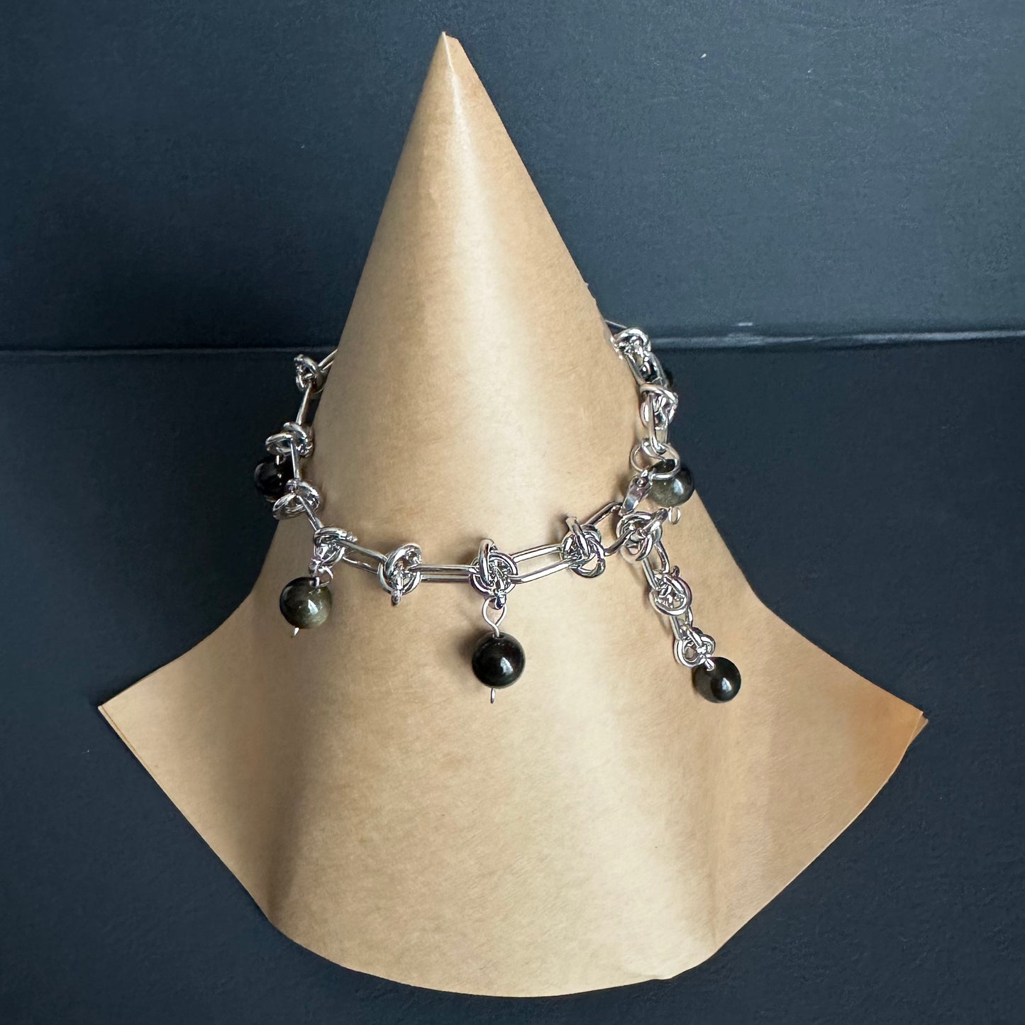 Midnight Halo – Silver Sheen Obsidian Jewelry Set