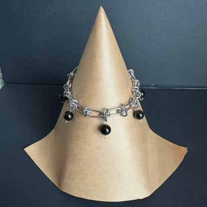 Midnight Halo – Silver Sheen Obsidian Jewelry Set
