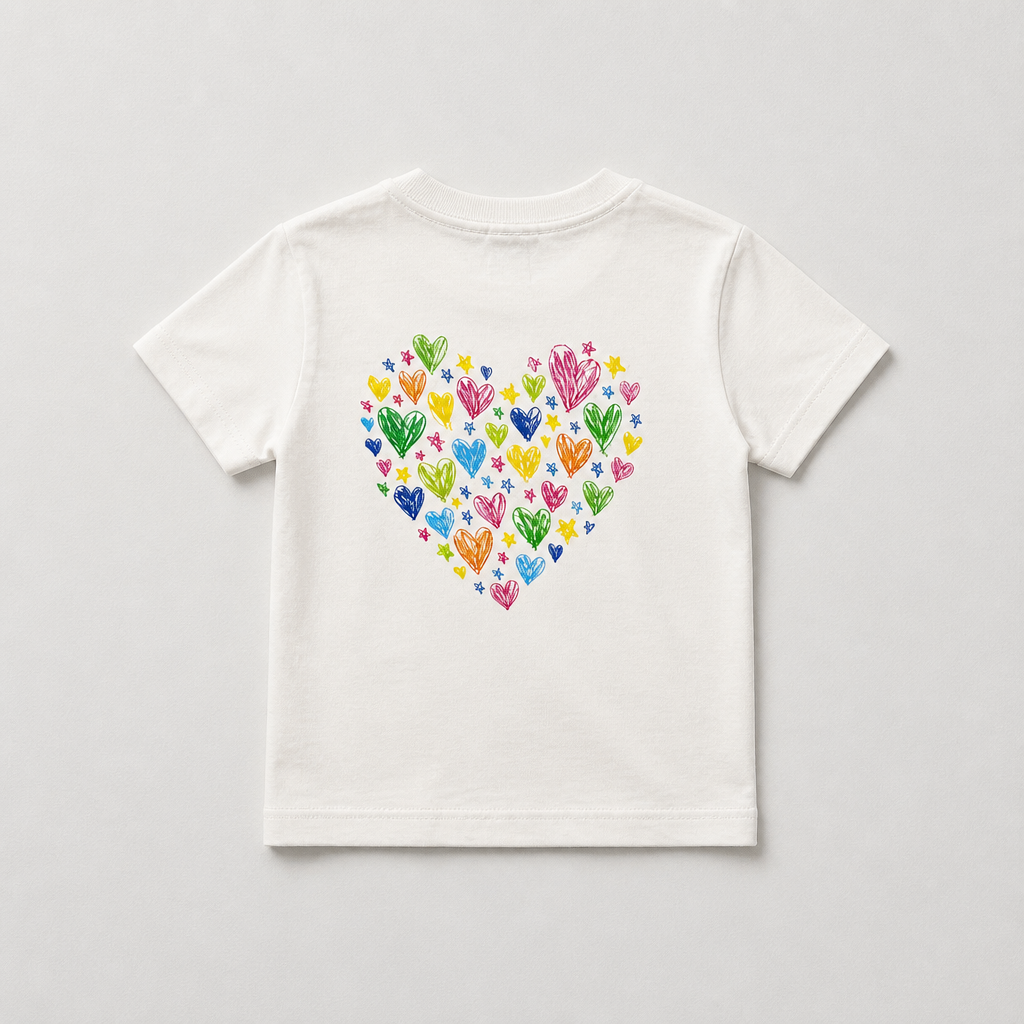 Rainbow Heart Cotton T-Shirt | White | Kids