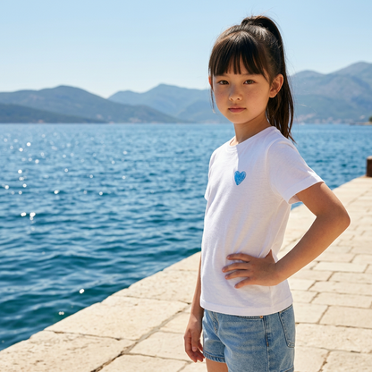 Rainbow Heart Cotton T-Shirt | White | Kids