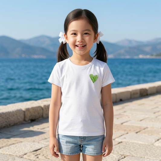 Rainbow Heart Cotton T-Shirt | White | Kids