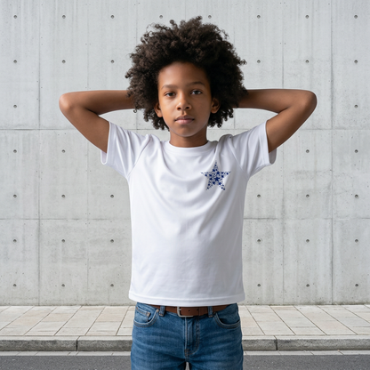 Kids Dry T-Shirt – Hand-Drawn Star by Layla | Quick-Dry | White & Beige