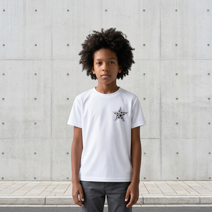 Kids Dry T-Shirt – Hand-Drawn Star by Layla | Quick-Dry | White & Beige