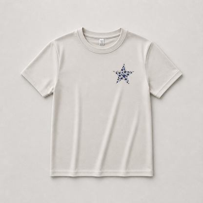 Kids Dry T-Shirt – Hand-Drawn Star by Layla | Quick-Dry | White & Beige