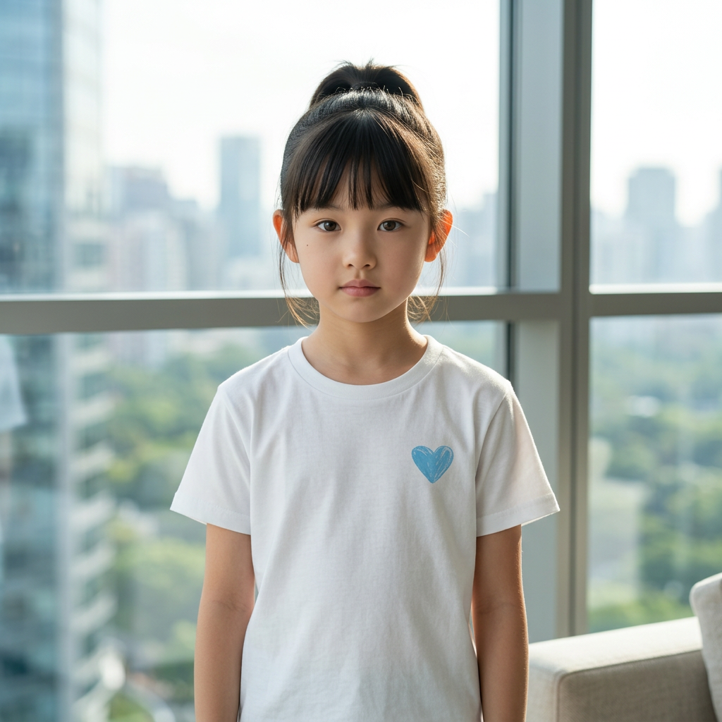 Rainbow Heart Cotton T-Shirt | White | Kids