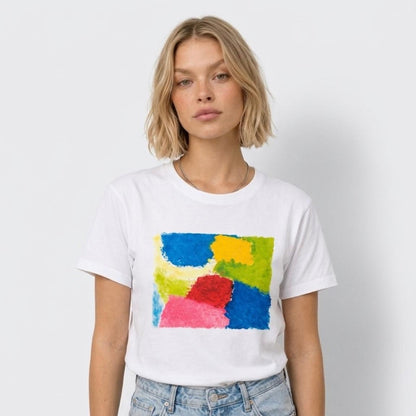 Color Block Art T-Shirt – White