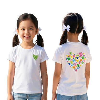 Rainbow Heart Cotton T-Shirt | White | Kids