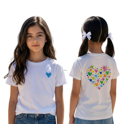 Rainbow Heart Cotton T-Shirt | White | Kids