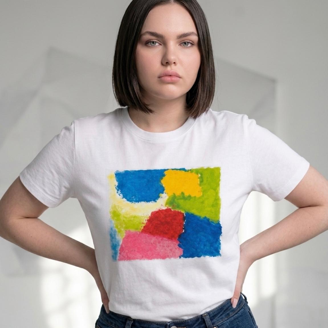 Color Block Art T-Shirt – White